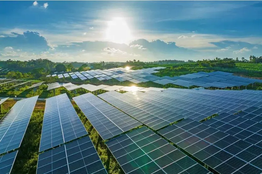 Solar panel array in Southern California sunshine